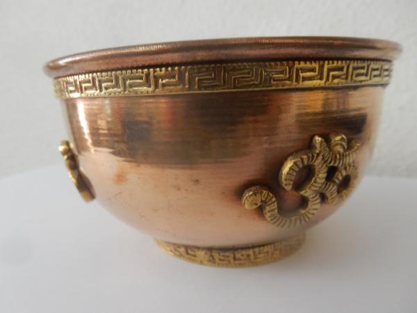 Räuchergefäß Messingschale mit OM-Symbolen und Fuß